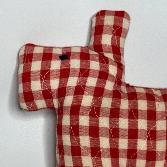 Red Gingham Plush Toy Scottie Dog Plaid Cloth Vintage Handcrafted - Picture 2 of 7